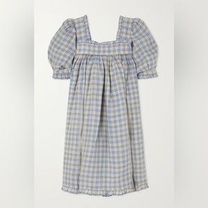 DÔEN Frede ruffled checked ramie mini dress